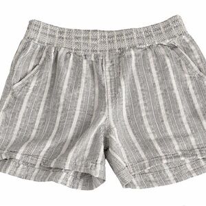 Striped Elastic-Waist Women's Shorts - Gray